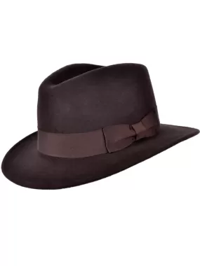 1940s Look Brown Pure Wool Fedora