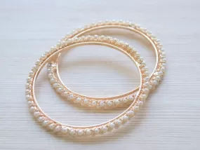 Gold Pearl Bangle Bracelet for women, stacking bangle set, South Indian wedding jewelry