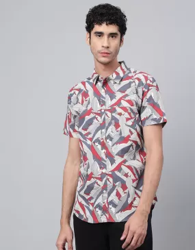 Grey Men's Printed Shirt