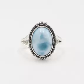 Larimar Ring, Blue Larimar Ring, Natural Larimar Gemstone 925 Sterling Silver Ring, Cabochon Gemstone Ring, Best Gift For Her and Him